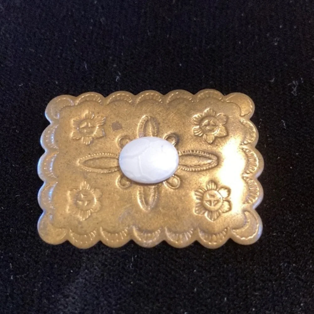 Vintage hammered embossed  floral copper pin